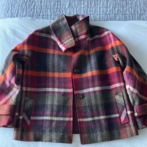 Talbots Plaid Wool Jacket • size 2p • 3/4 sleeve length